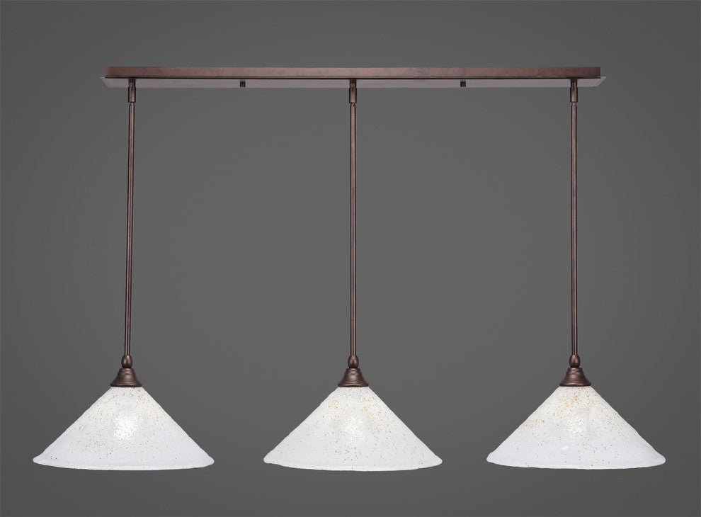 Stem 3-Light Pendalier with Hang Straight Swivel, Bronze/Gold Ice
