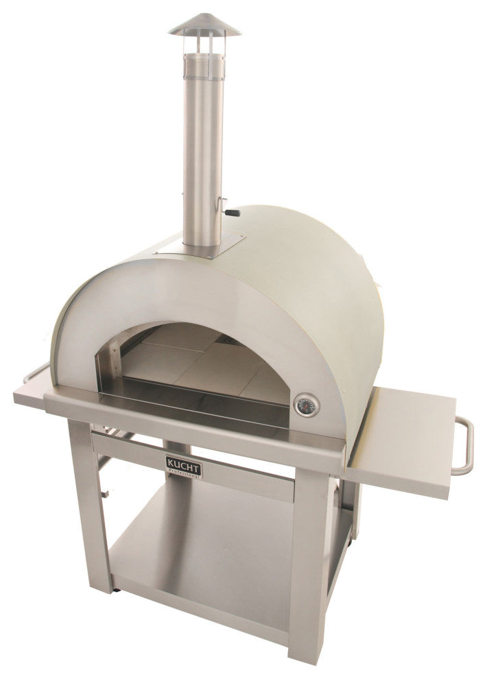 Outdoor Wood Fired Gas Pizza Oven, Silver