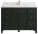 Sonoma 48 Single Sink Reeded Bath Vanity in Dark Forest Green 2" Calacatta Laza