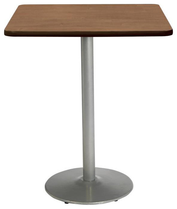 KFI Mode 42" Square Top Breakroom Table Cherry Round Silver Base Bistro Height