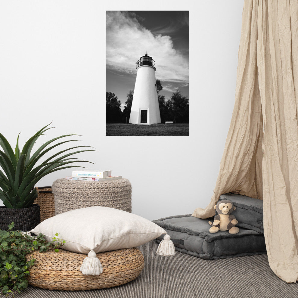 Touch the Sky Landscape Photo, Lighthouse Unframed Wall Art Print, 24" X 36"