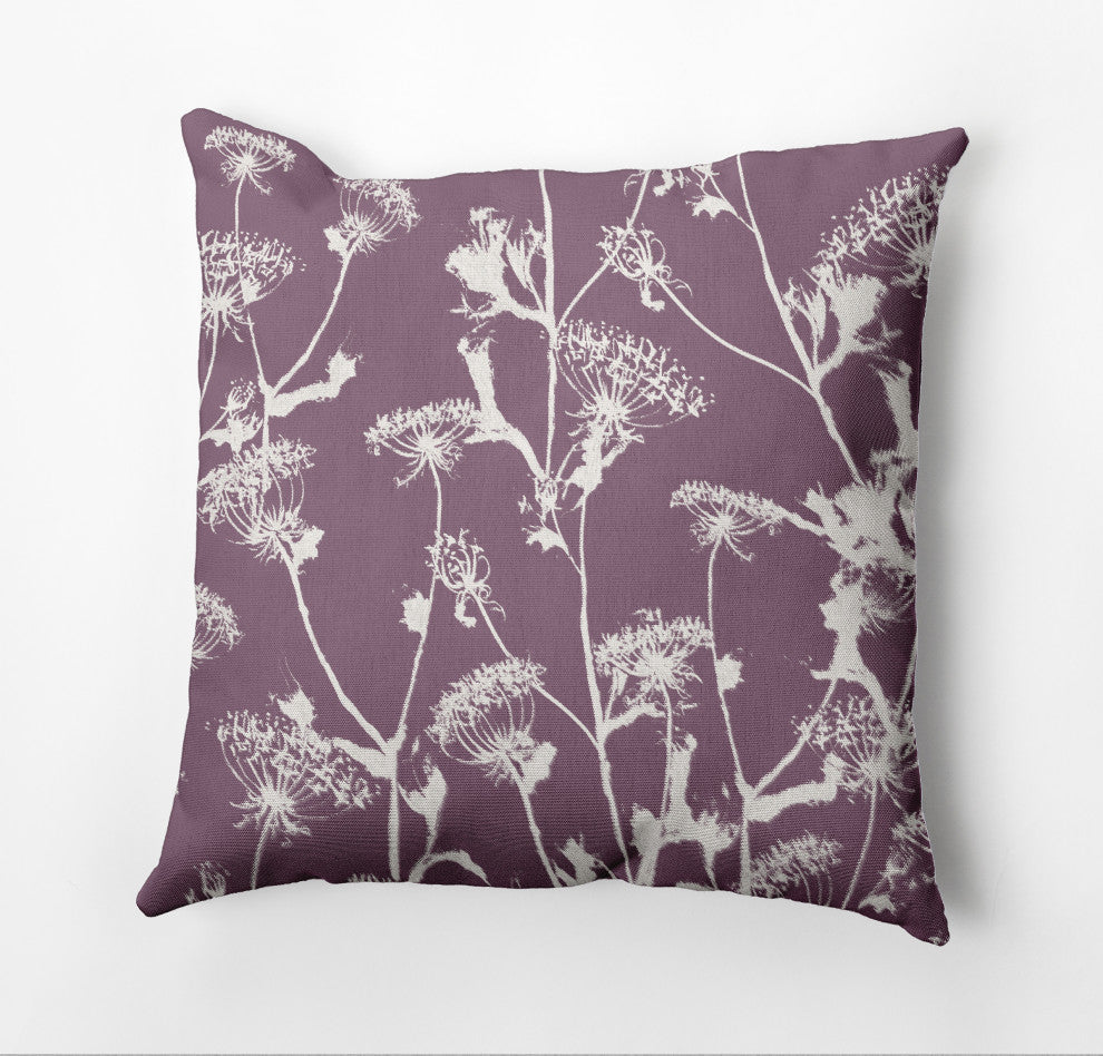 Windy Blossom Pillow, Purple, 18"x18"