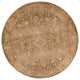 8' Beige Machine Woven Distressed Floral Traditional Round Indoor Area Rug