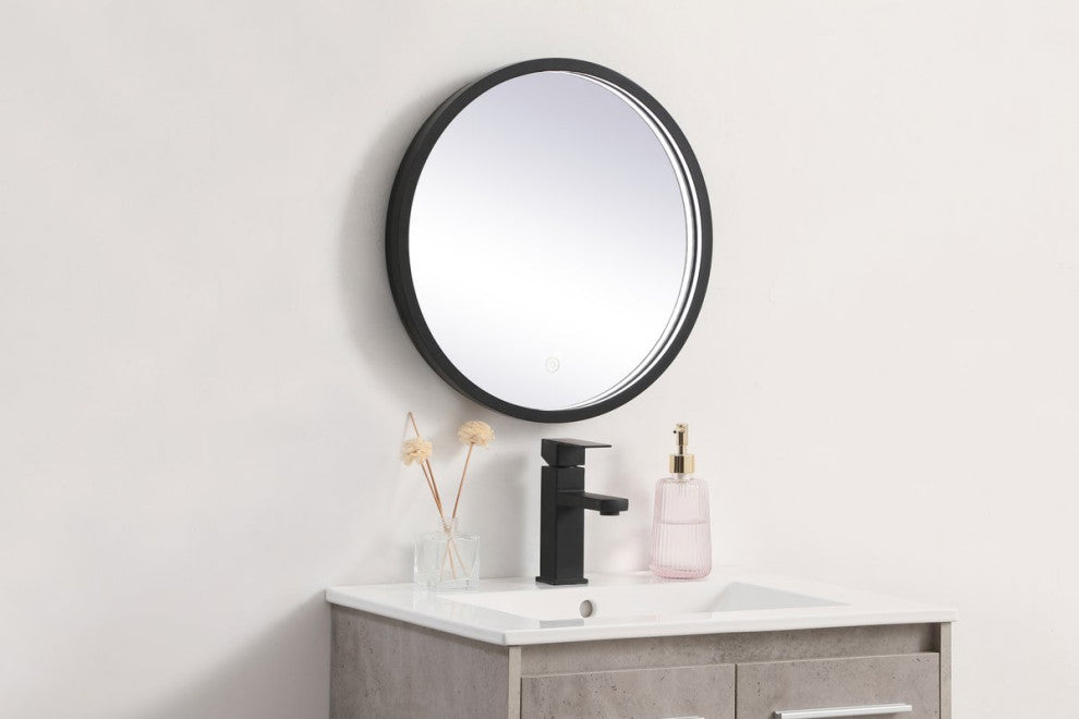 Modern Black Led Mirror, 18"