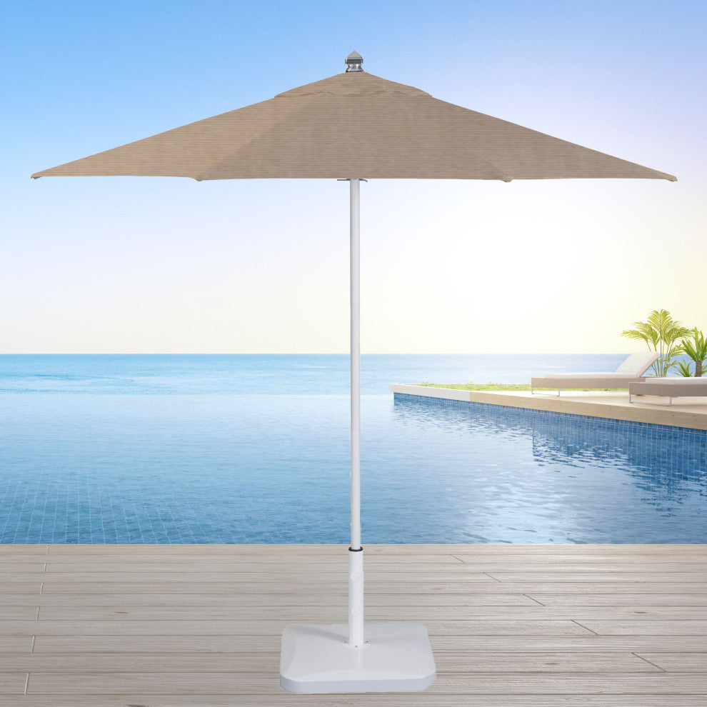9' Round Flexibe Commercial Umbrella, White, Taupe