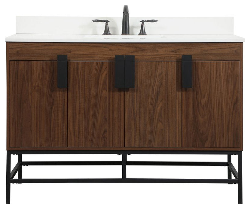 VF48848MWT-BS 48" Single Bathroom Vanity, Walnut With Backsplash