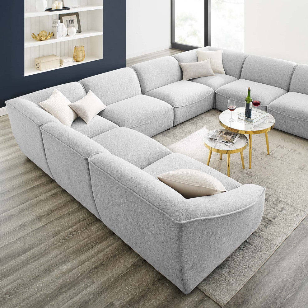 Sectional Sofa Set, Fabric, Gray, Modern, Living Lounge Hotel Hospitality