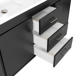 Olivia 60" Double Sink Freestanding Bathroom Vanity Set, Matte Black