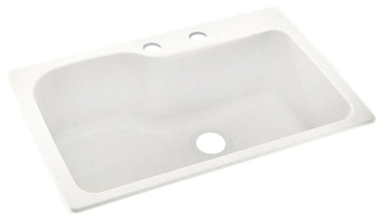 Swan 33x22x10 Solid Surface Kitchen Sink, 2-Hole, Tahiti Ivory