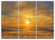 "Golden Sunset Over Clouds" Oversized Beach Metal Wall Art, 3 Panels, 36"x28"