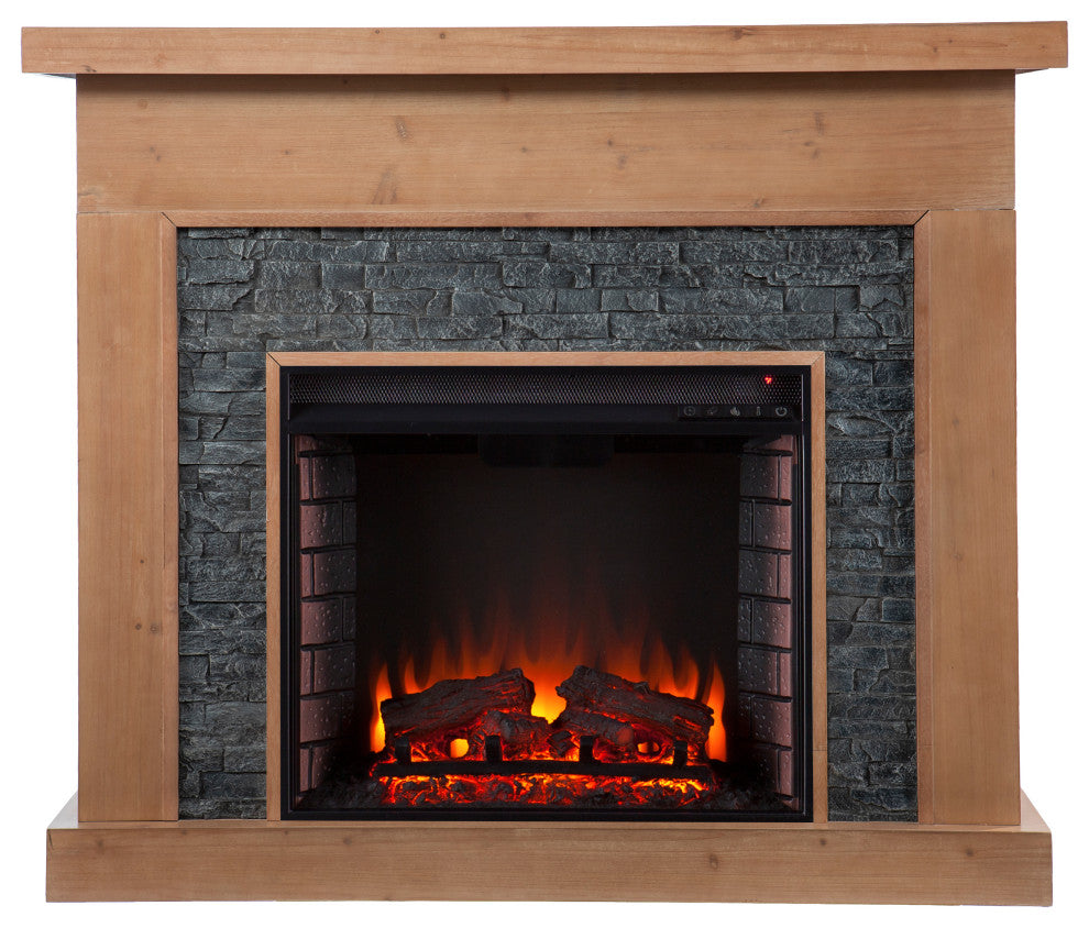 Adalyn Electric Fireplace With Faux Stone Surround