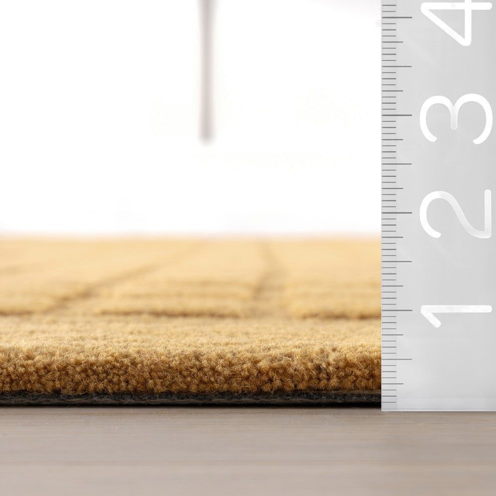 Fritz Checkered Wool Area Rug, Golden Yellow 5' x 8'