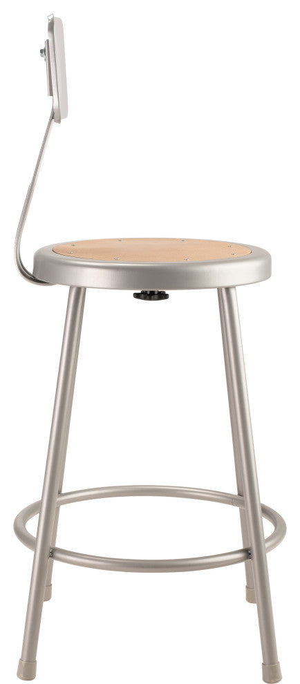 NPS 24"Heavy Duty Steel Stool With Backrest, Grey