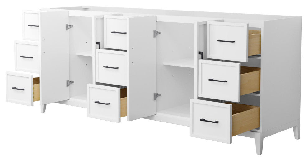 Elan 84" Double Vanity, White, No Top, No Sink, Black Trim