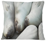 Sea Elephants Taking Nap Abstract Throw Pillow, 18"x18"