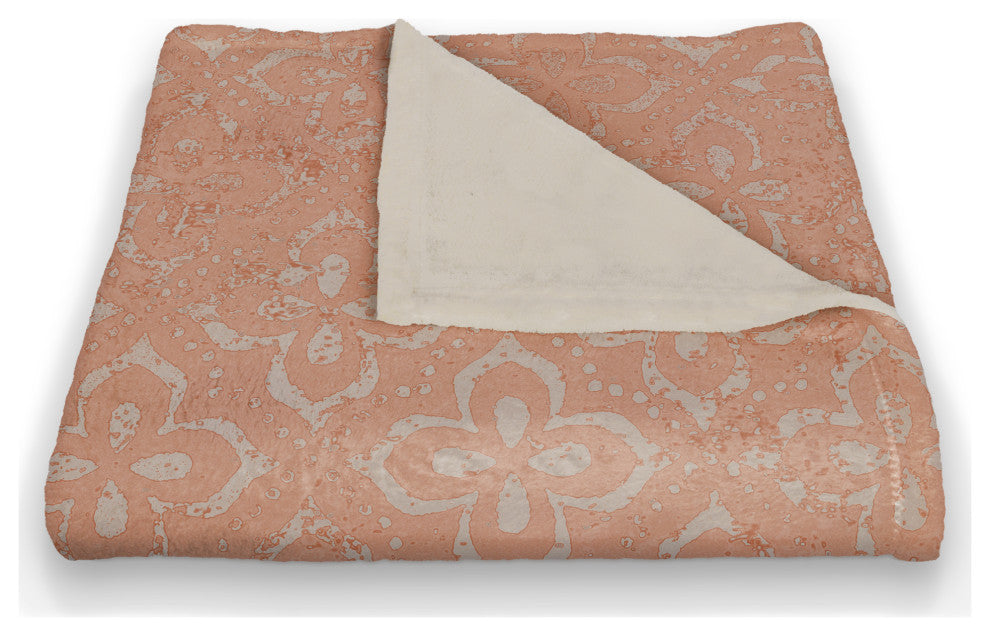 Peach Colored Pattern Distress Blanket 50x60 Coral Fleece Blanket