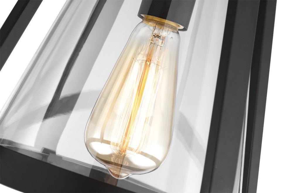 Everett 1-Light Large Wall Sconce, Matte Black With Clear Glass