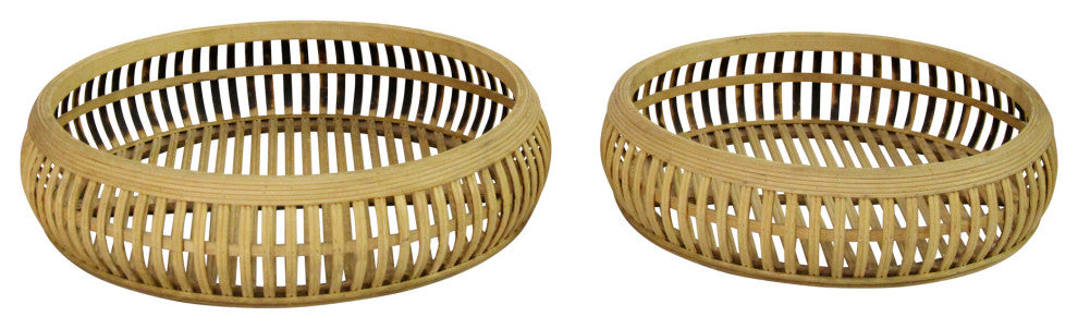 HomeRoots S/2 Handcrafted Tulum Rattan Trays