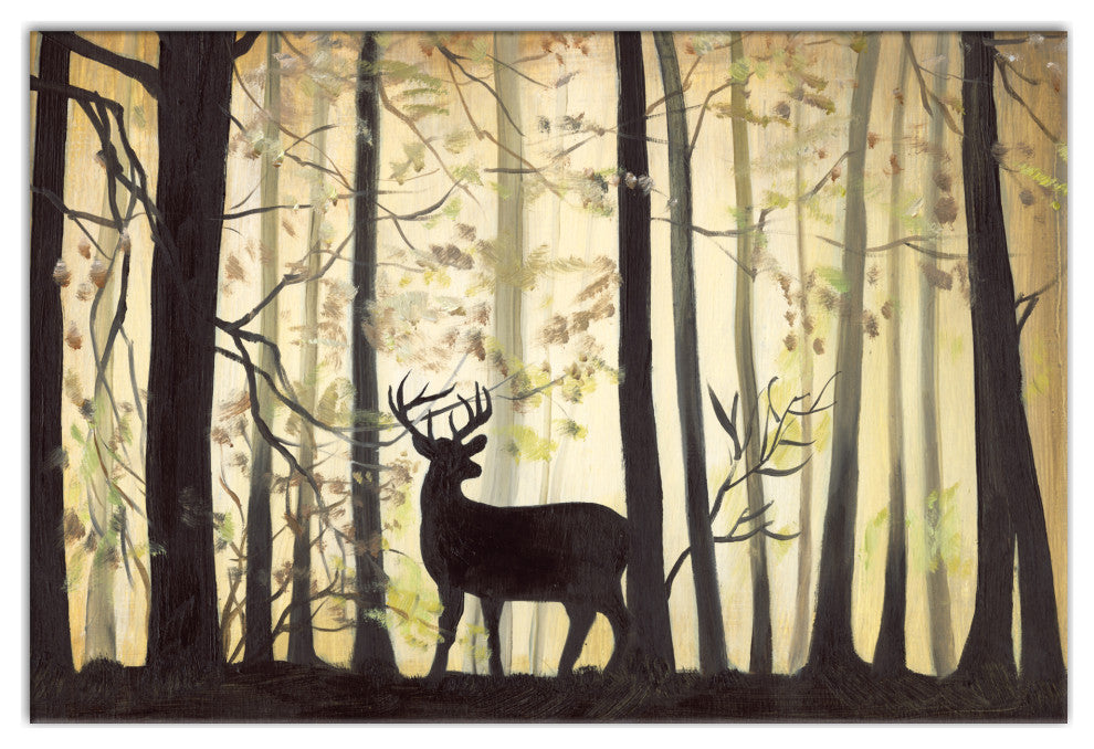 Deer In Ominous Forest 30 x 20 Canvas Wall Art