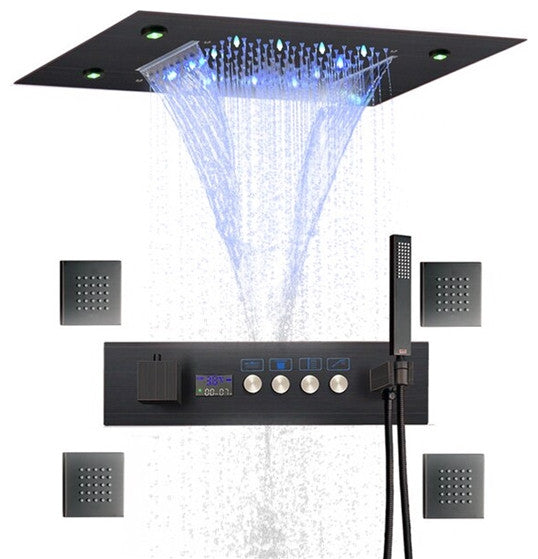 LED Shower System With Hand Shower and Jetted Body Sprays, Dark Orb
