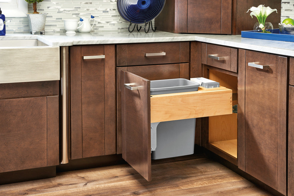 Top Mnt Single 50 Qt Waste Cntr Rev-A-Motion Maple Rev-A-Shelf 4WCTM-RM-1850DM-1