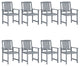 vidaXL 8x Solid Acacia Wood Patio Chairs with Cushions Gray Garden Seating