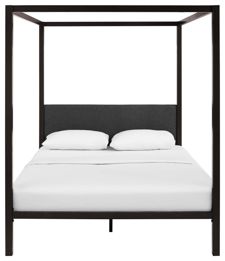 Brown Gray Raina Queen Canopy Bed Frame