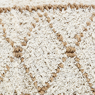 Boho-Chic Diamond Jute and Cotton Throw Pillow, 14" X 36"