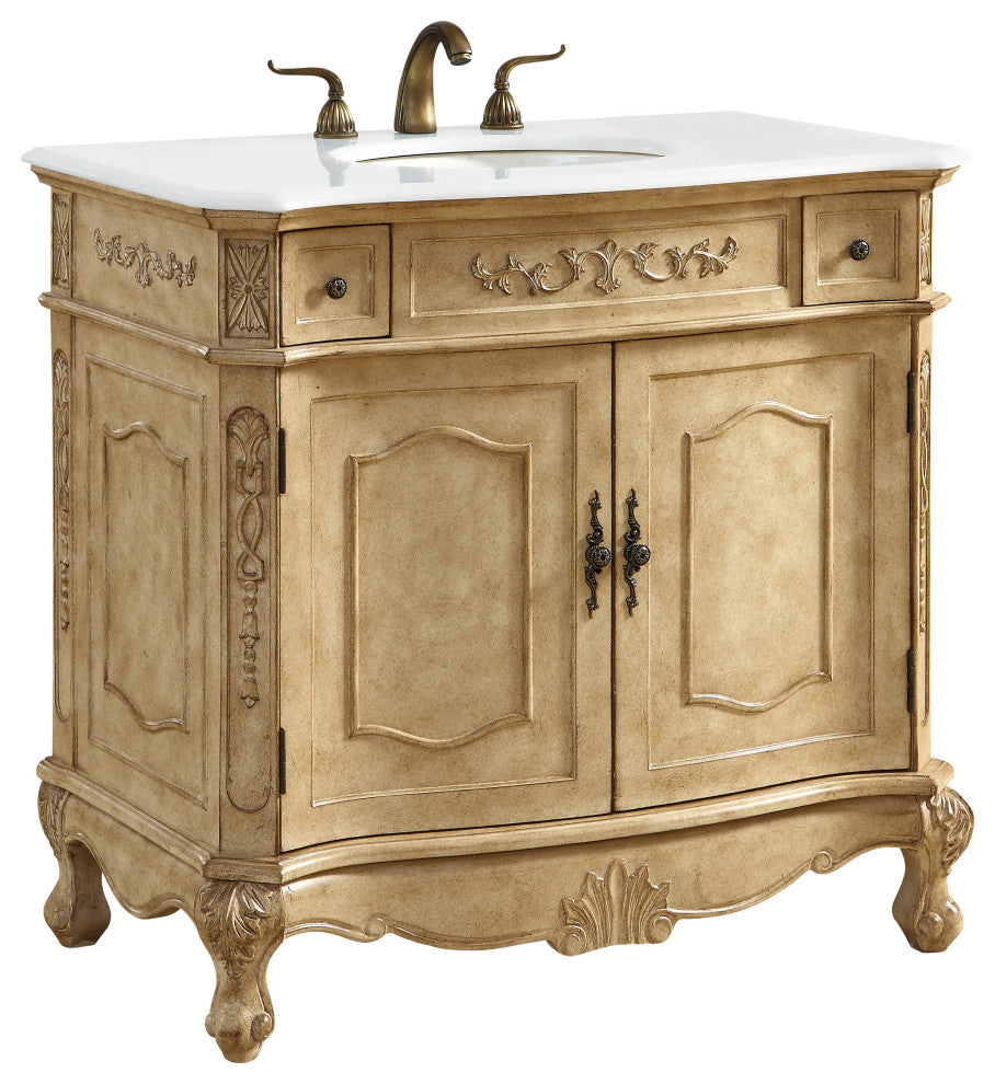 Bathroom Vanity, Antique Beige, 36", Single Sink