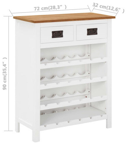 vidaXL Wine Cabinet Bottle Holder 2 Drawers Floor Wine Cabinet Solid Oak Wood