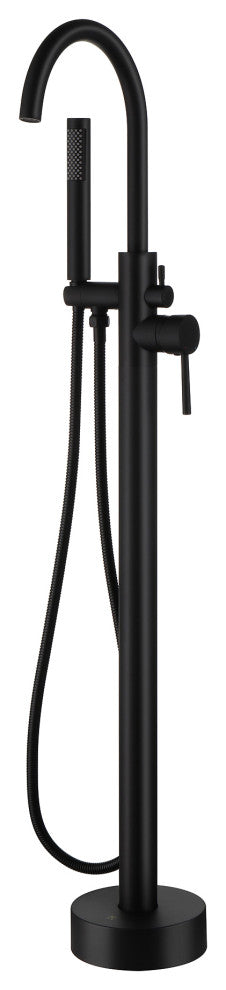 Freestanding Bathtub Faucet Filler, Polished Chrome, Floor Mount, Black