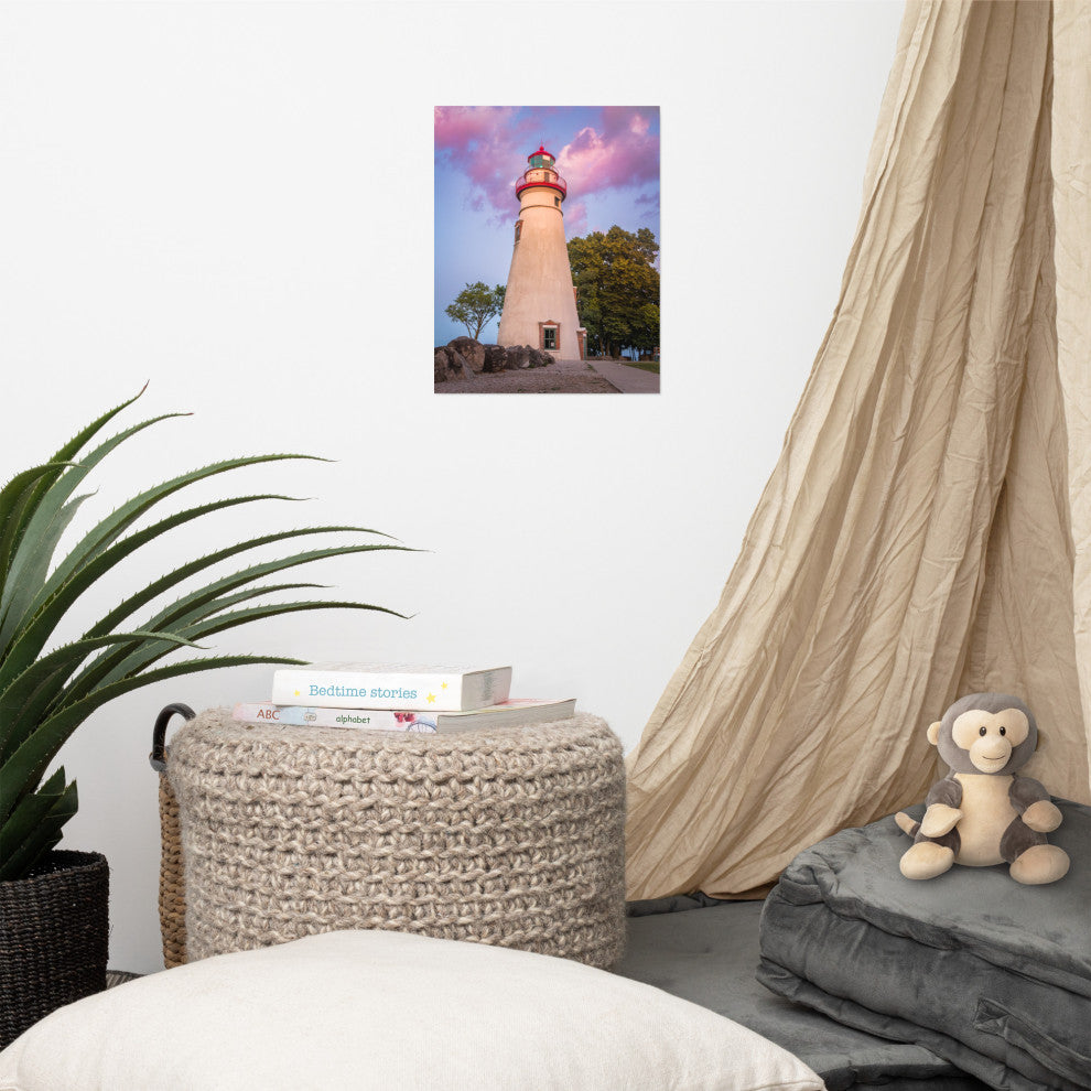 Marblehead Lighthouse at Sunset Coastal Landscape Unframed Wall Art Prints, 11" X 14"