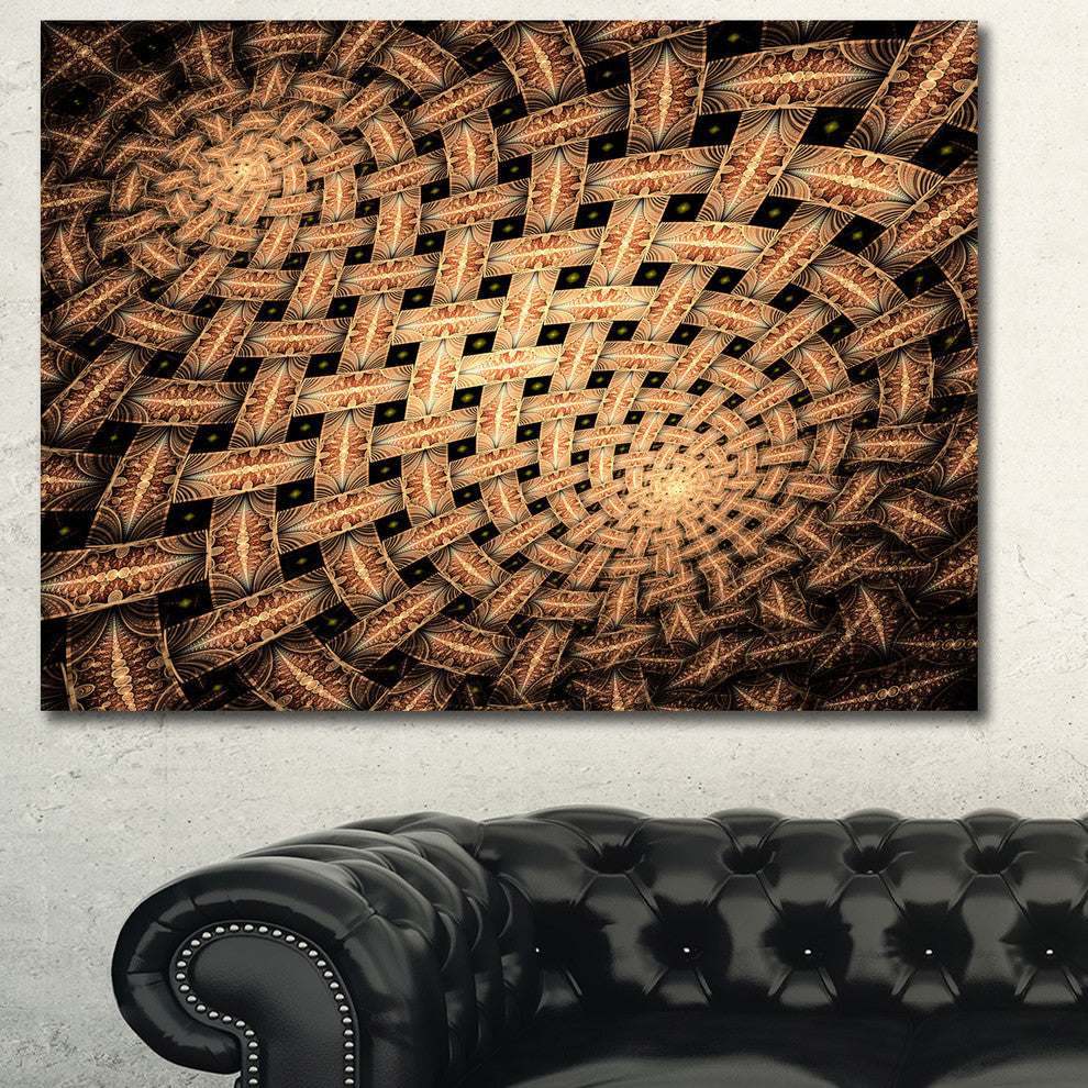 Symmetrical Brown Fractal Flower, Abstract Wall Art Canvas, 40x30