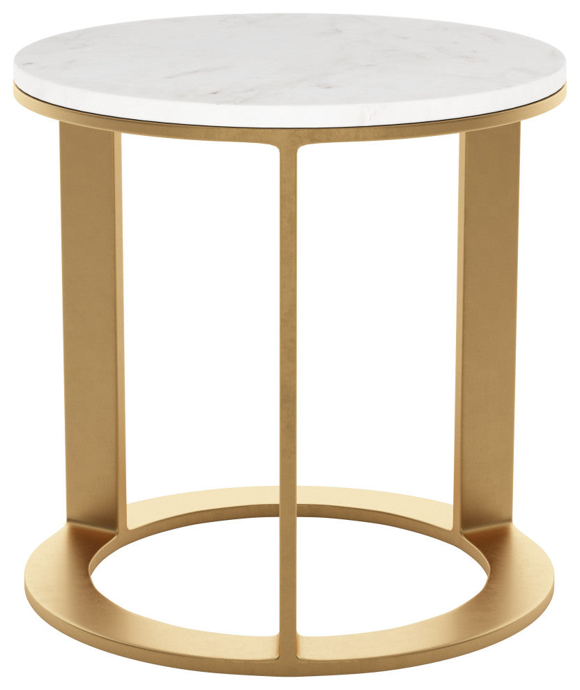 Helena Marble Side Table White & Gold
