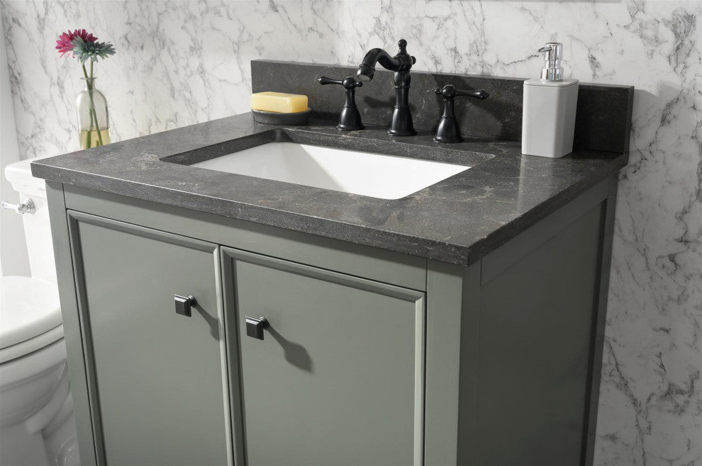 30" Single Sink Vanity Cabinet, Pewter Green