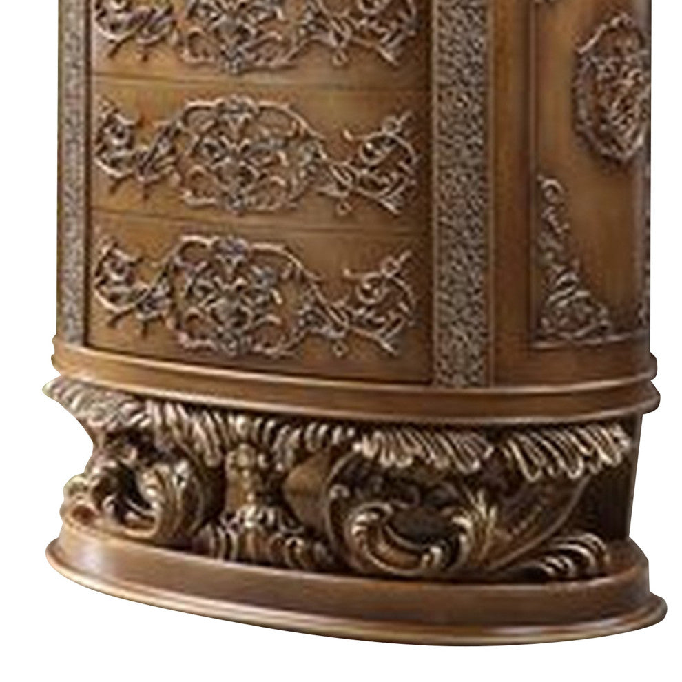 Benzara BM269594 Chest With 4 Storage Drawers/Ornate Engravings, Antique Gold