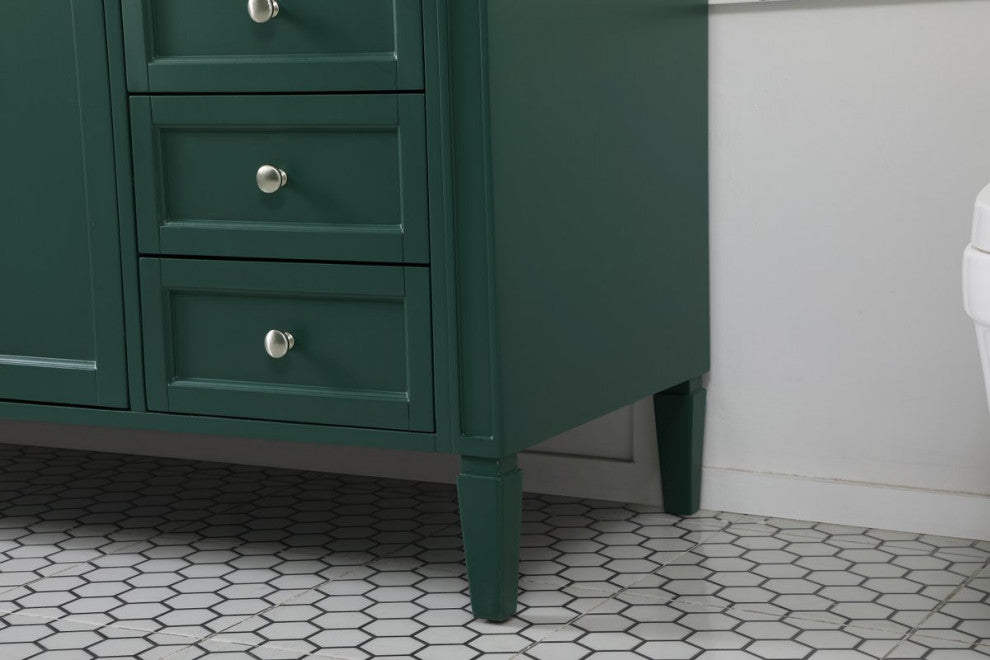 Home Living Vanity with Carrara White Marble Countertop, Green, 60", Single Sink
