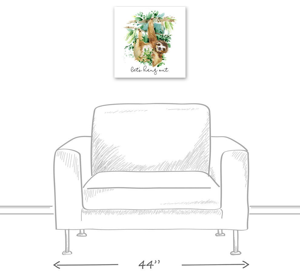 Let's Hang Out Sloth 16x16 Canvas Wall Art