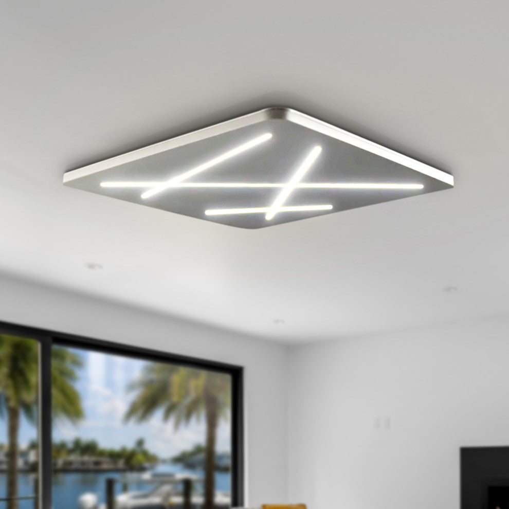 Tureis ETL Certified Integrated LED Ceiling Light, Silver, 18"