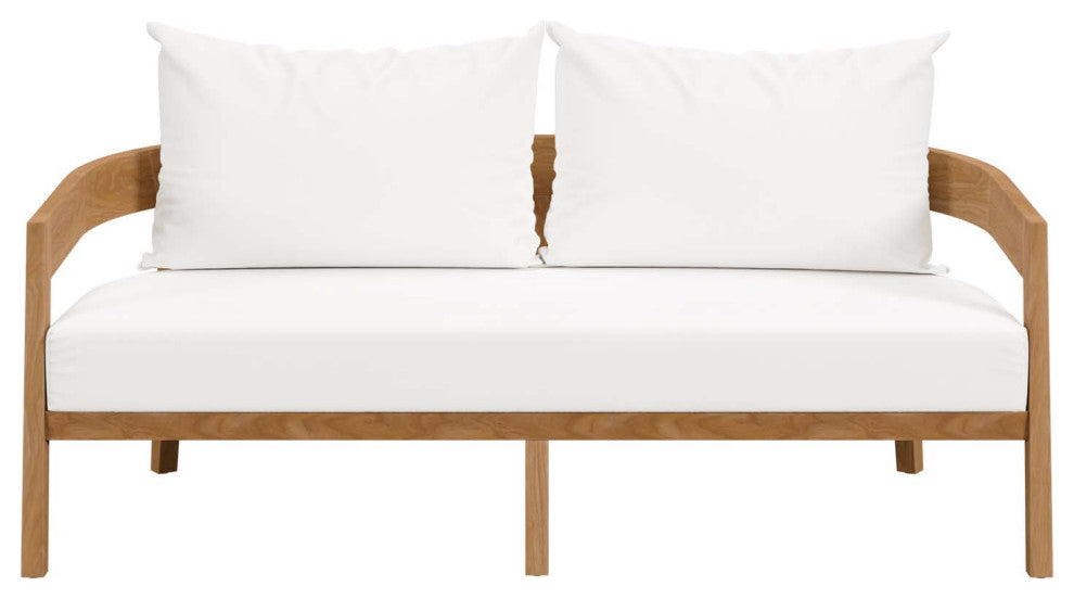 Brisbane Teak Wood Outdoor Patio Loveseat, Natural White