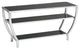Steel TV Stand with Three Fixed Glass Shelves, Black and Silver