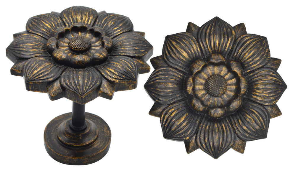 Large Bloom Medallion Drapery Holdback, Burnt Gold
