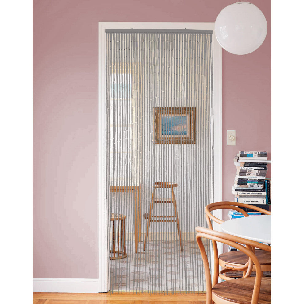 Bamboo Beaded Door Curtain 65 Strings 79" W x 36" W, Grey Taupe