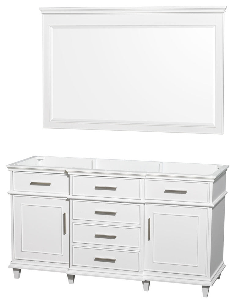 Berkeley 60" White Single Vanity, No Top, and No Sink, 56"