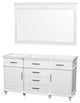 Berkeley 60" White Single Vanity, No Top, and No Sink, 56"
