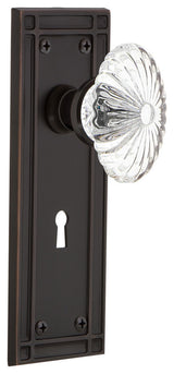Mission With Keyhole Double Dummy Oval Fluted Crystal Knob