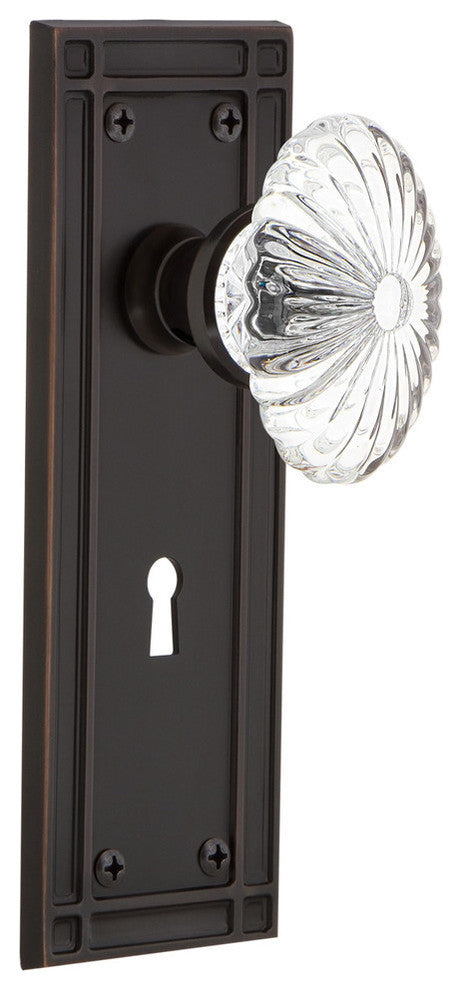 Mission With Keyhole Double Dummy Oval Fluted Crystal Knob