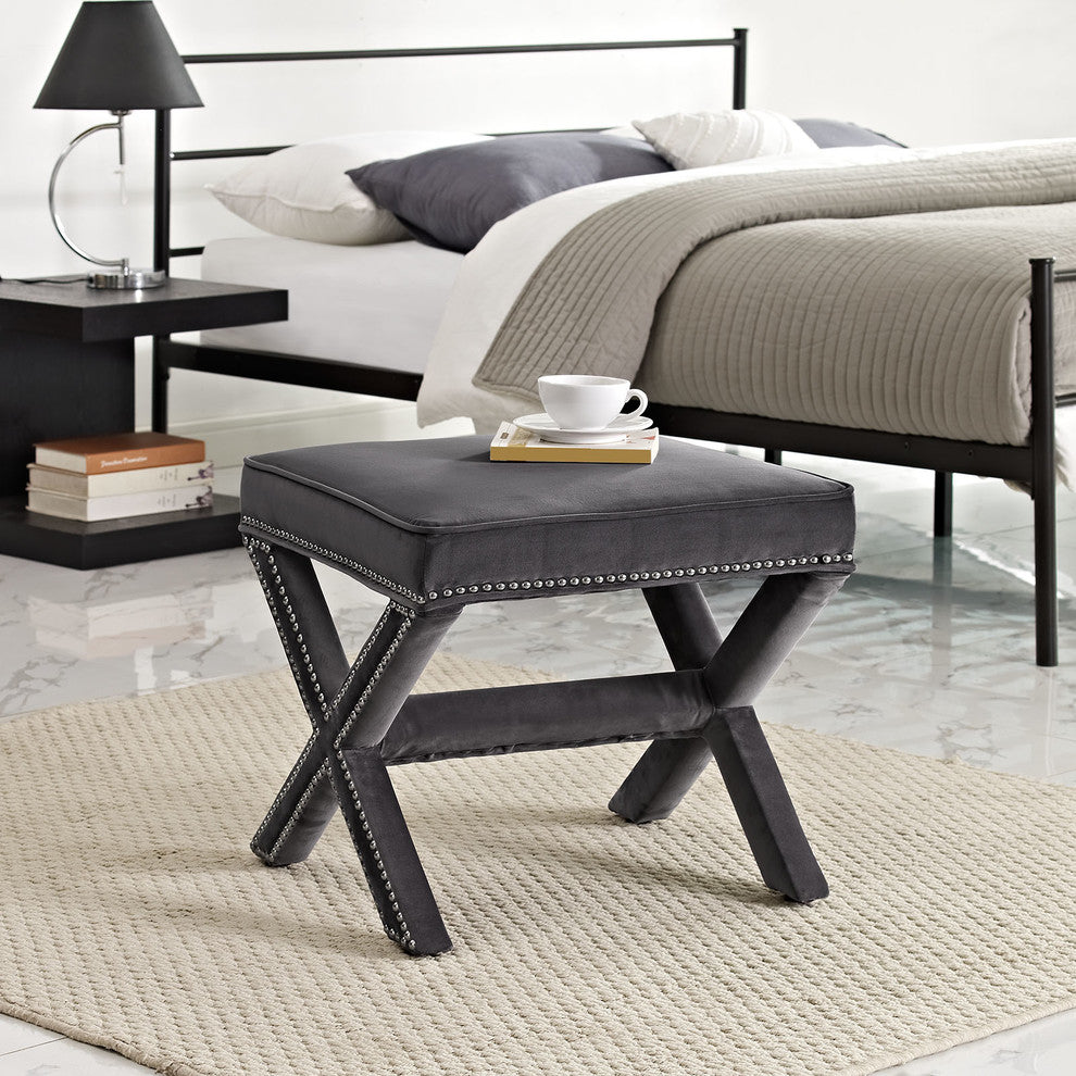 Modern Gray Rivet Bench