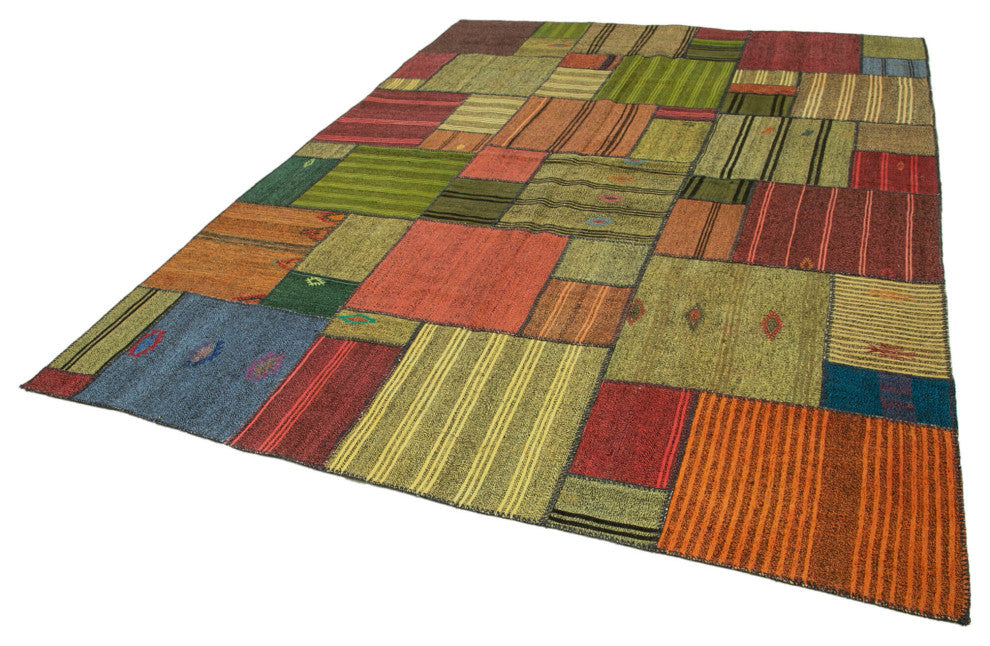 Rug N Carpet - Handmade Oriental 8' 2'' x 11' 7'' Vintage Patchwork Kilim Rug