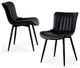 Younike Dining Chair Set of 2, Liner Pattern Faux Leather, Black